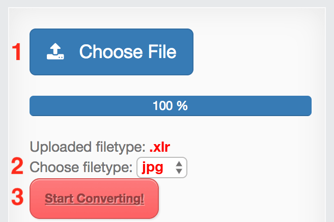 How to convert XLR files online to JPG